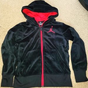 Nike Youth Jordan Full Zip Velour Hoodie Jacket Black Small 7-8 Michael Jordan